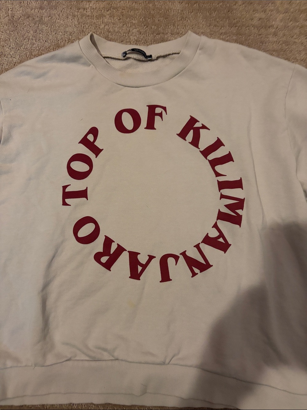 Zara Cream Crewneck Sweatshirt with Red Circular Lettering